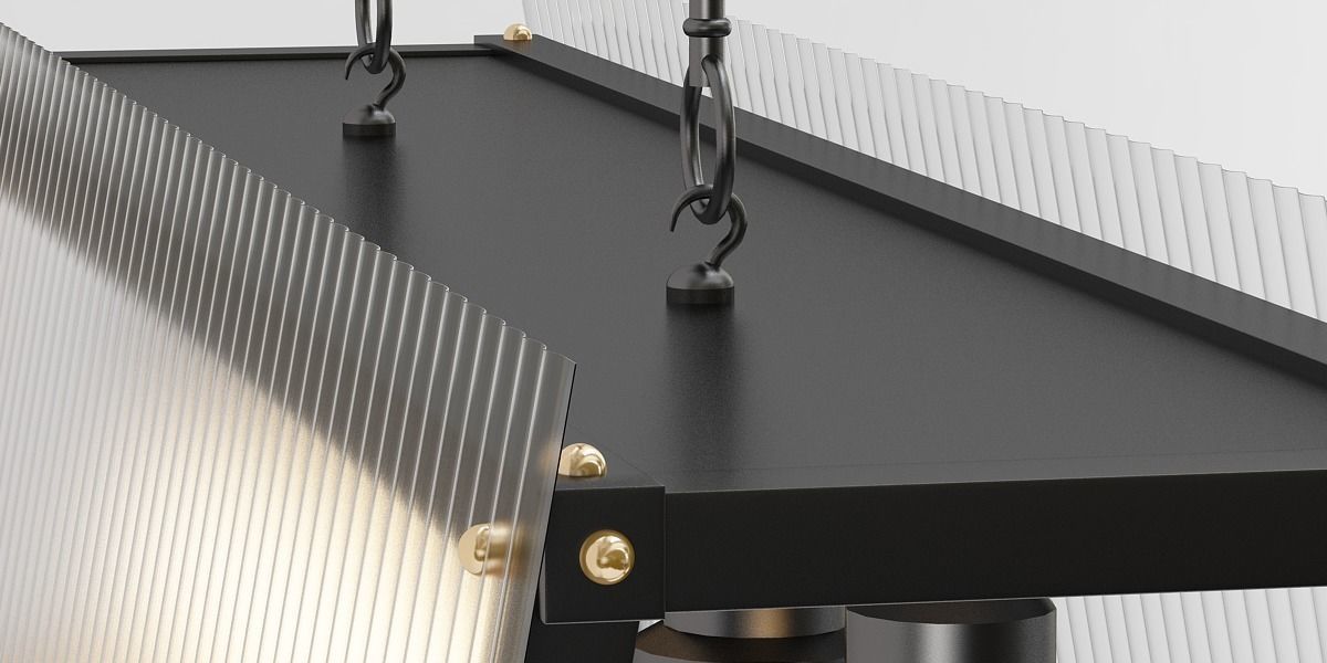 HAGAR light rectangular pendant in gold with clear glass 3D model_8