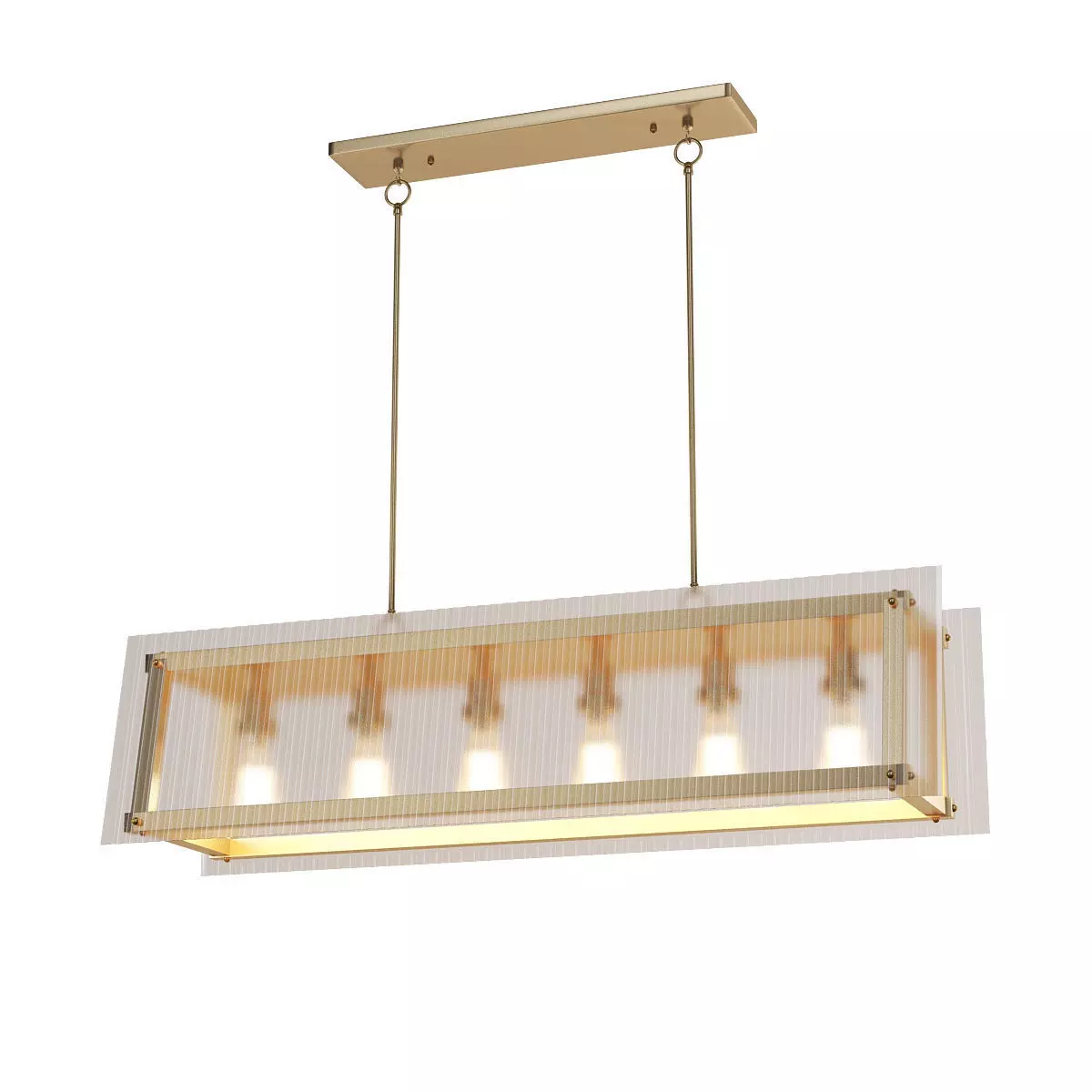 HAGAR light rectangular pendant in gold with clear glass 3D model_0