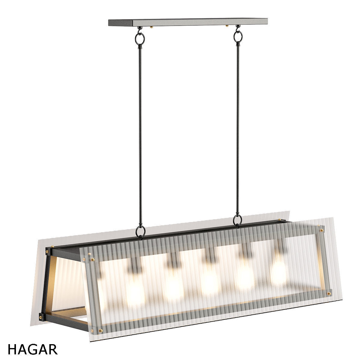 HAGAR light rectangular pendant in gold with clear glass 3D model_3