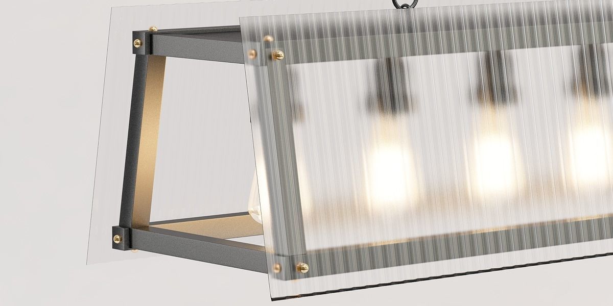 HAGAR light rectangular pendant in gold with clear glass 3D model_7