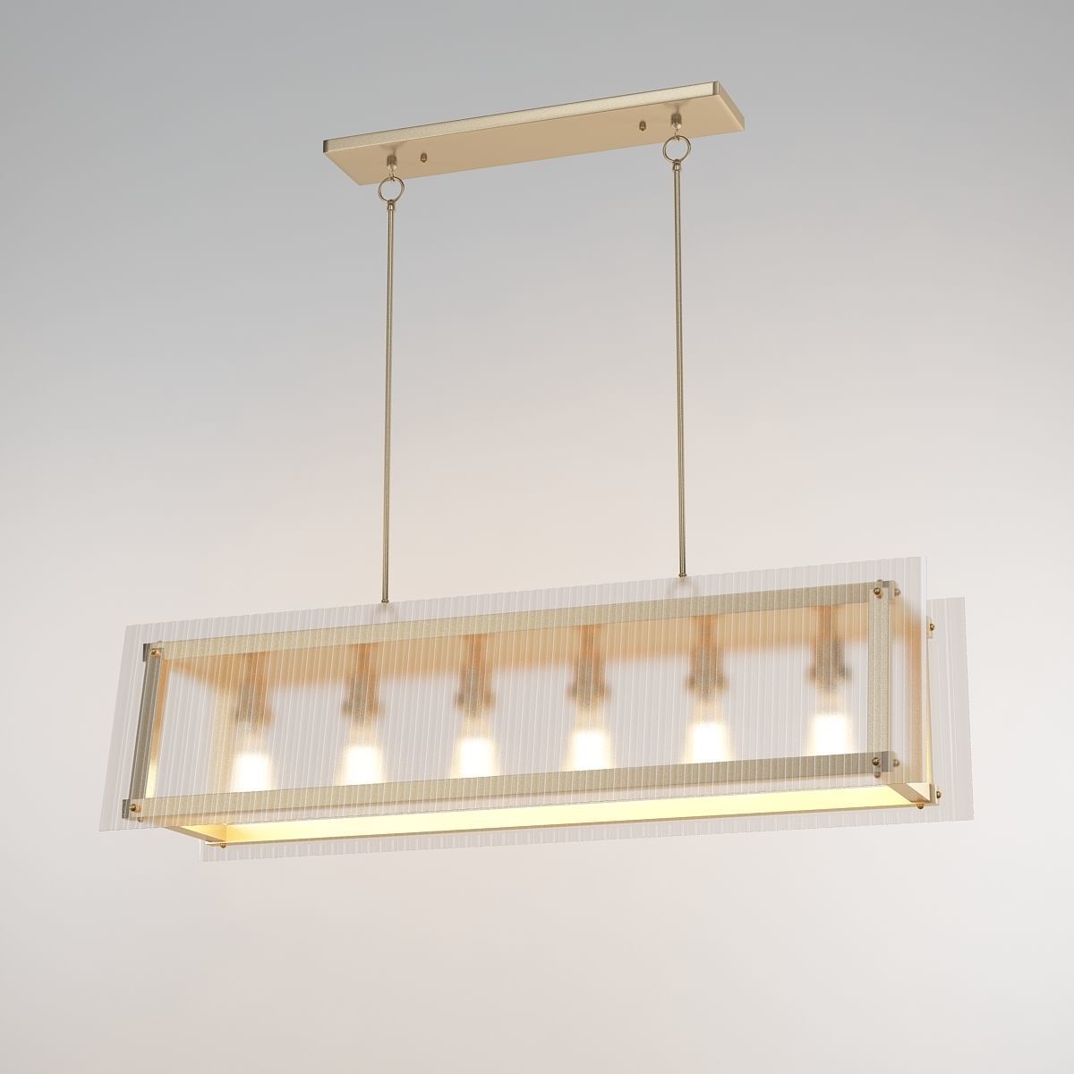 HAGAR light rectangular pendant in gold with clear glass 3D model_5