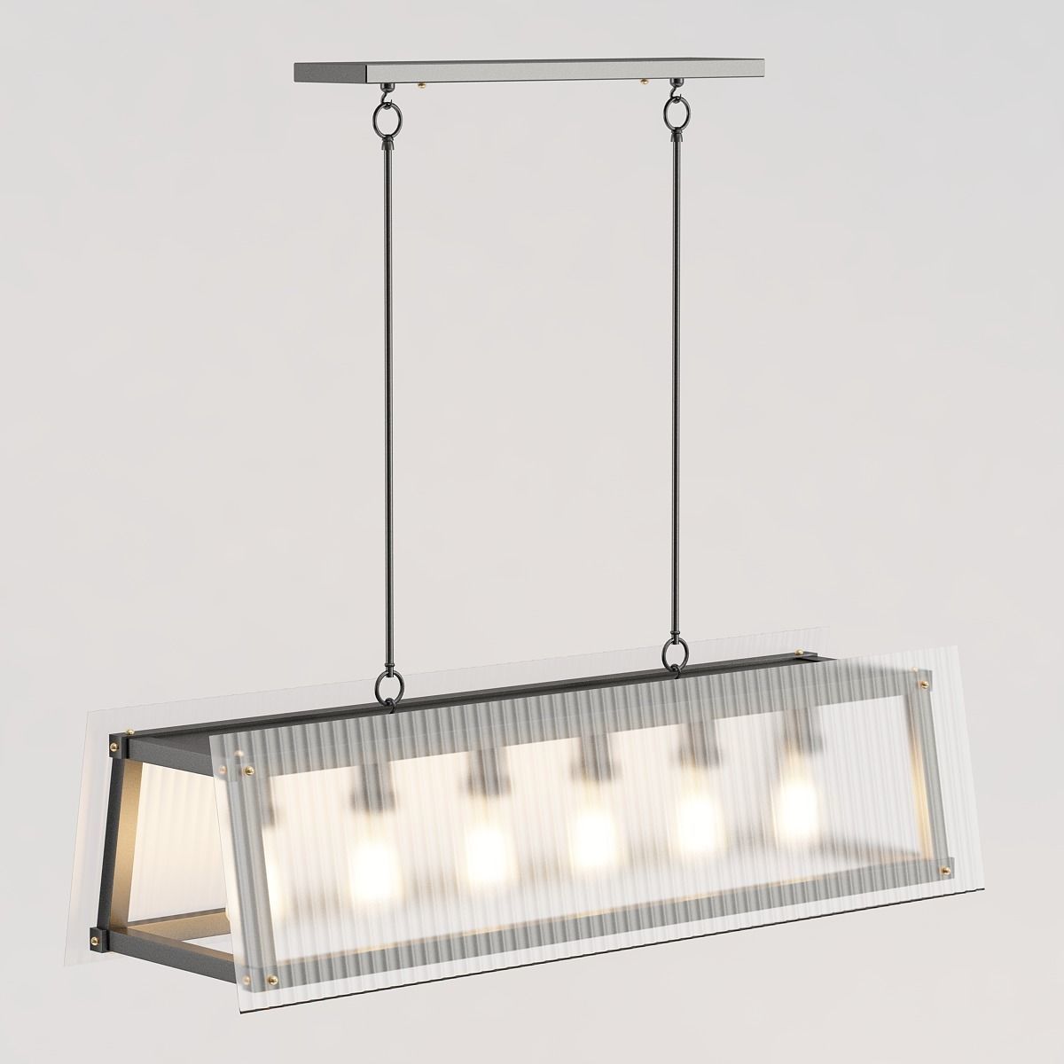 HAGAR light rectangular pendant in gold with clear glass 3D model_6