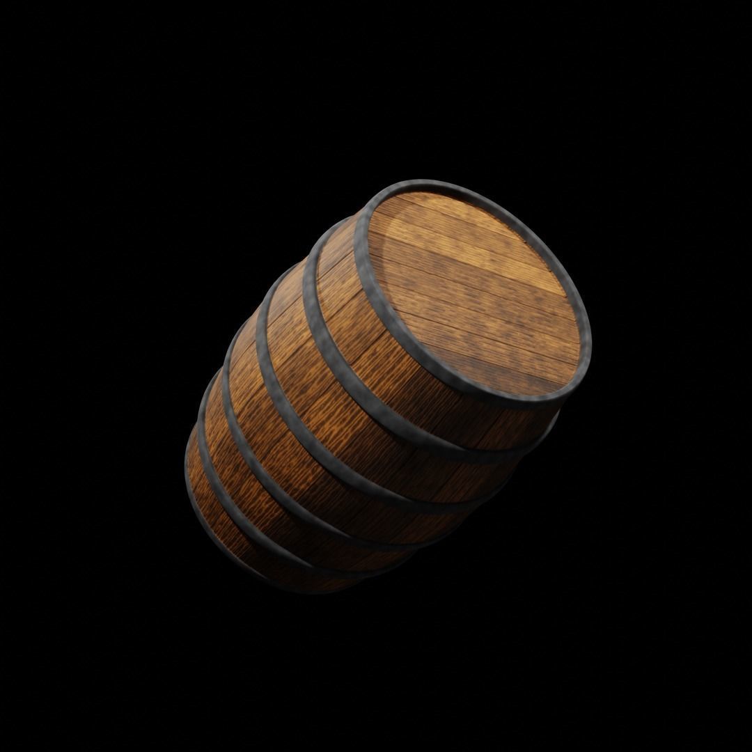 Old Wooden Barrel Low-poly 3D model_1