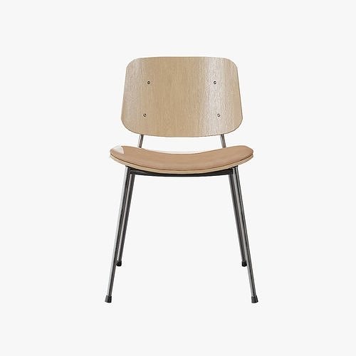Soborg Metal Base-Model 3061-oak lacquered and chrome Low-poly 3D model 2