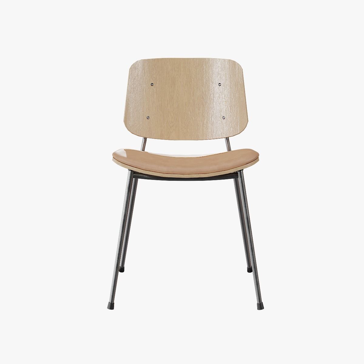 Soborg Metal Base-Model 3061-oak lacquered and chrome Low-poly 3D model_1