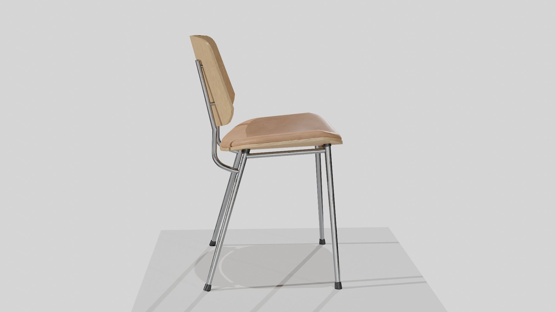 Soborg Metal Base-Model 3061-oak lacquered and chrome Low-poly 3D model_4