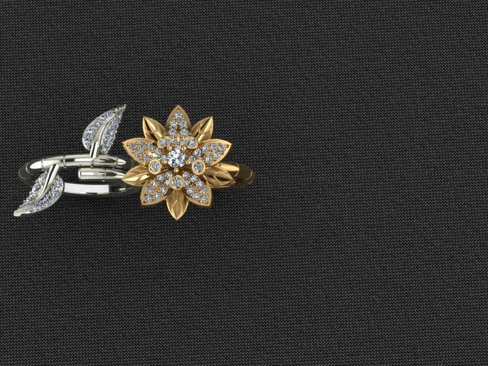 Ring 45 flower 3D print model_3