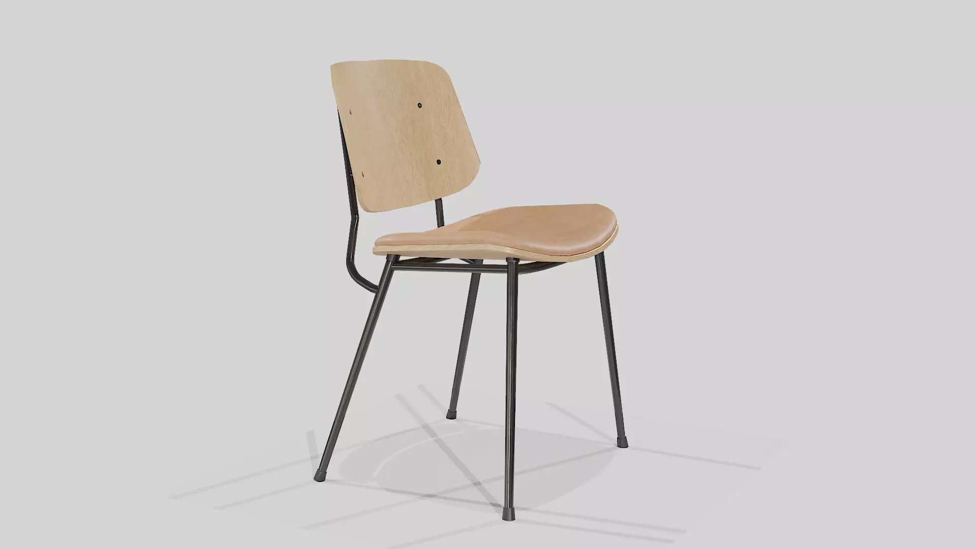 Soborg Metal Base-Model 3061-oak lacquered and dark steel Low-poly 3D model