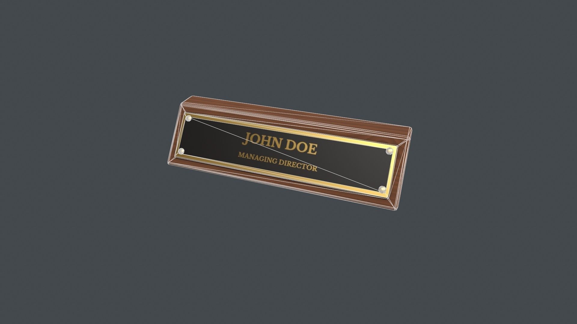 Desk Name Plaque - Request Text Low-poly 3D model_10