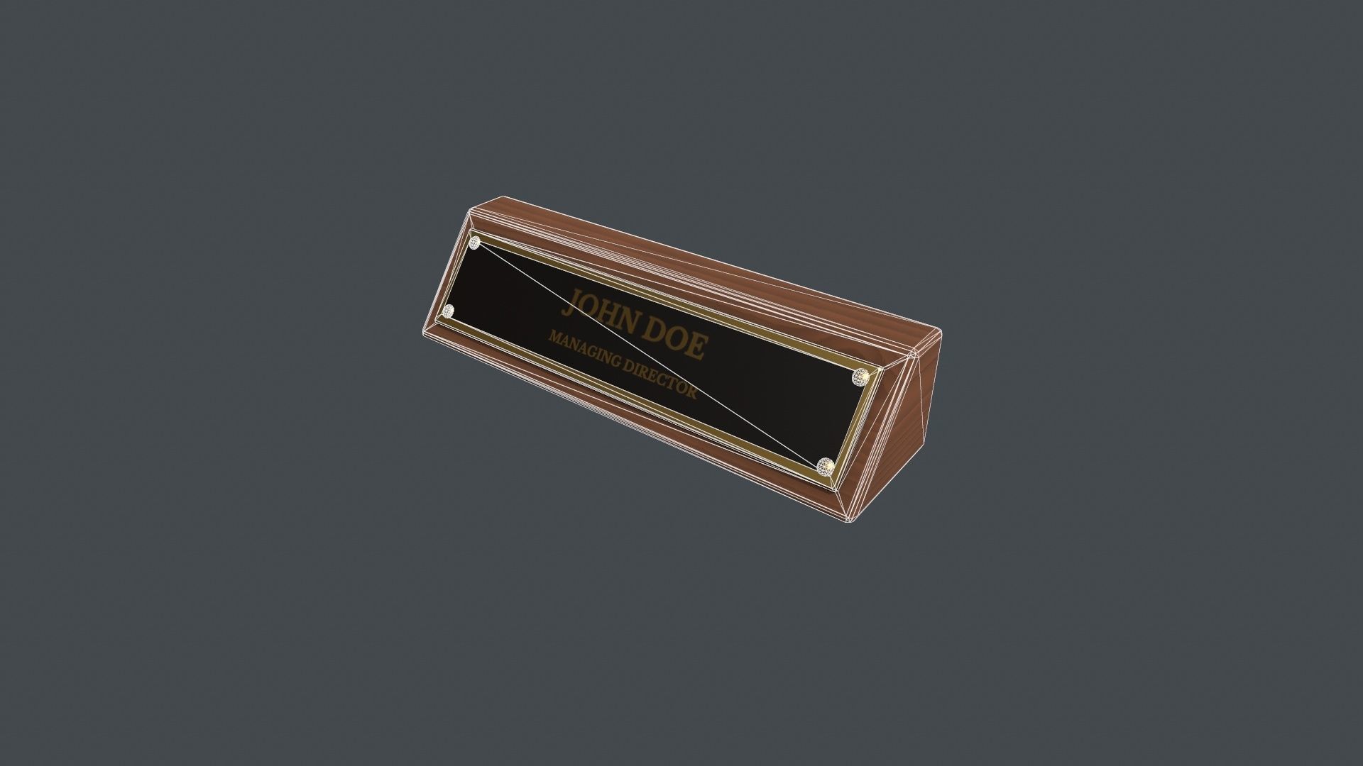 Desk Name Plaque - Request Text Low-poly 3D model_20