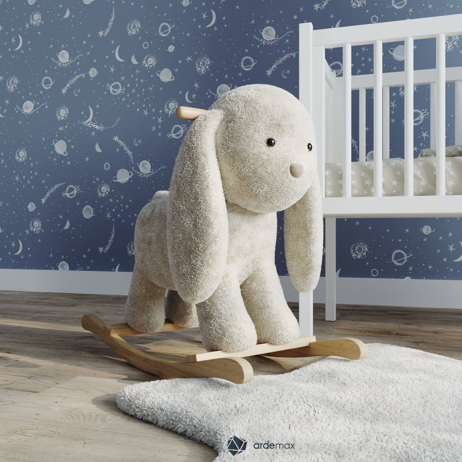 Kids bed with decor 3D model_4