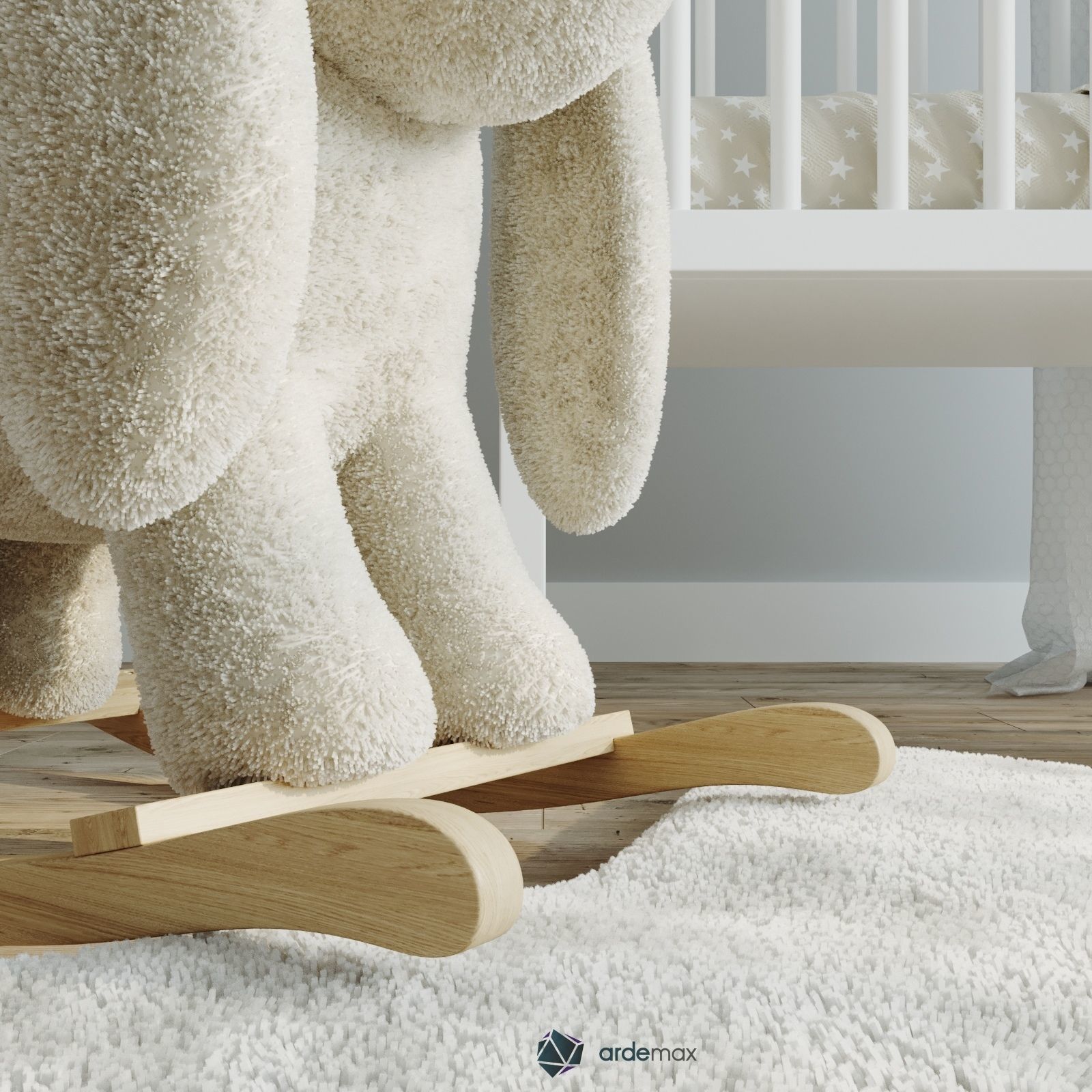 Kids bed with decor 3D model_9