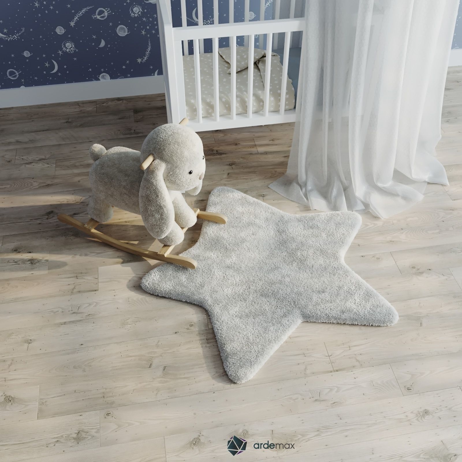 Kids bed with decor 3D model_8