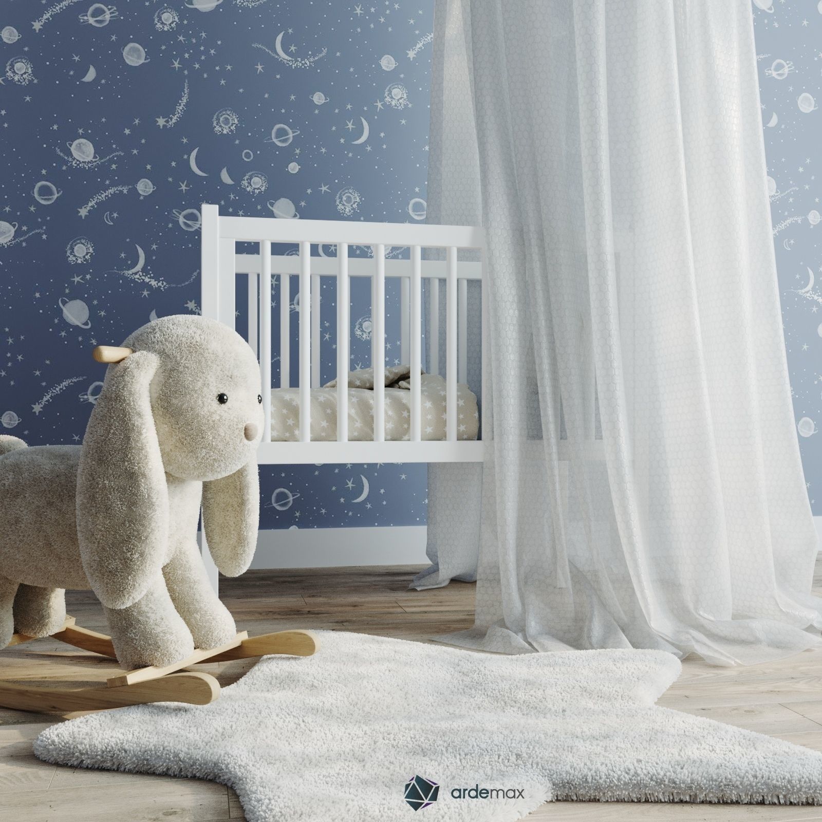 Kids bed with decor 3D model_3