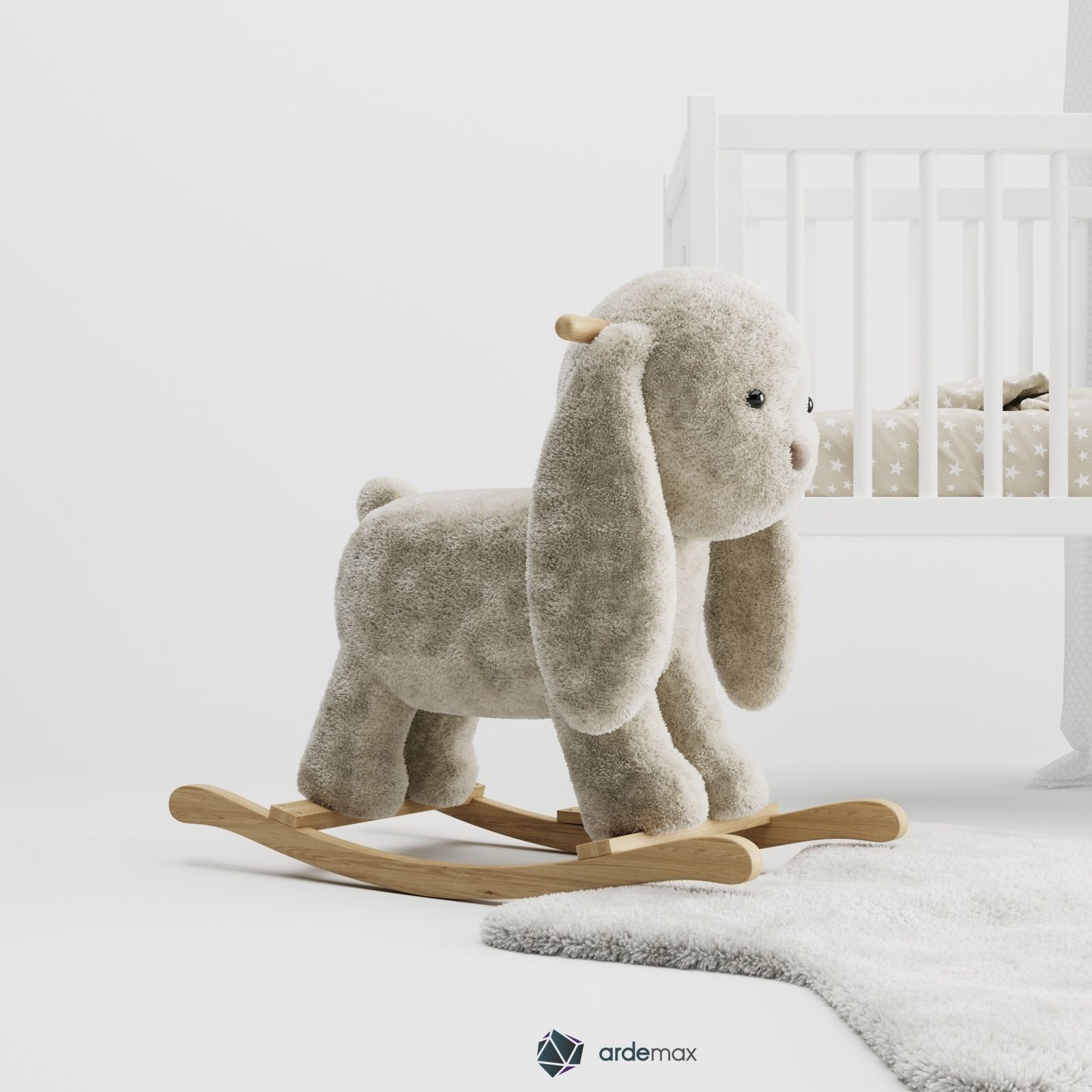 Kids bed with decor 3D model_2