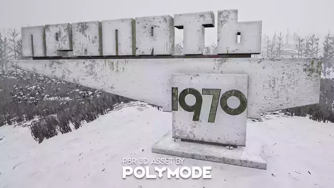 Pripyat City Sign Game-ready Low-poly 3D model