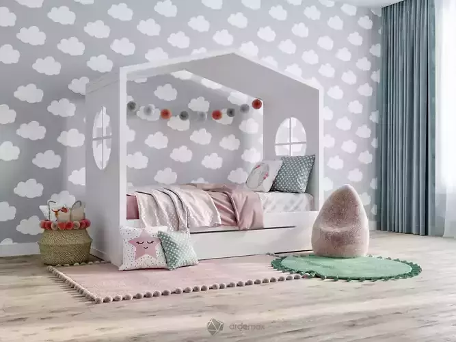 Children bed with decor
