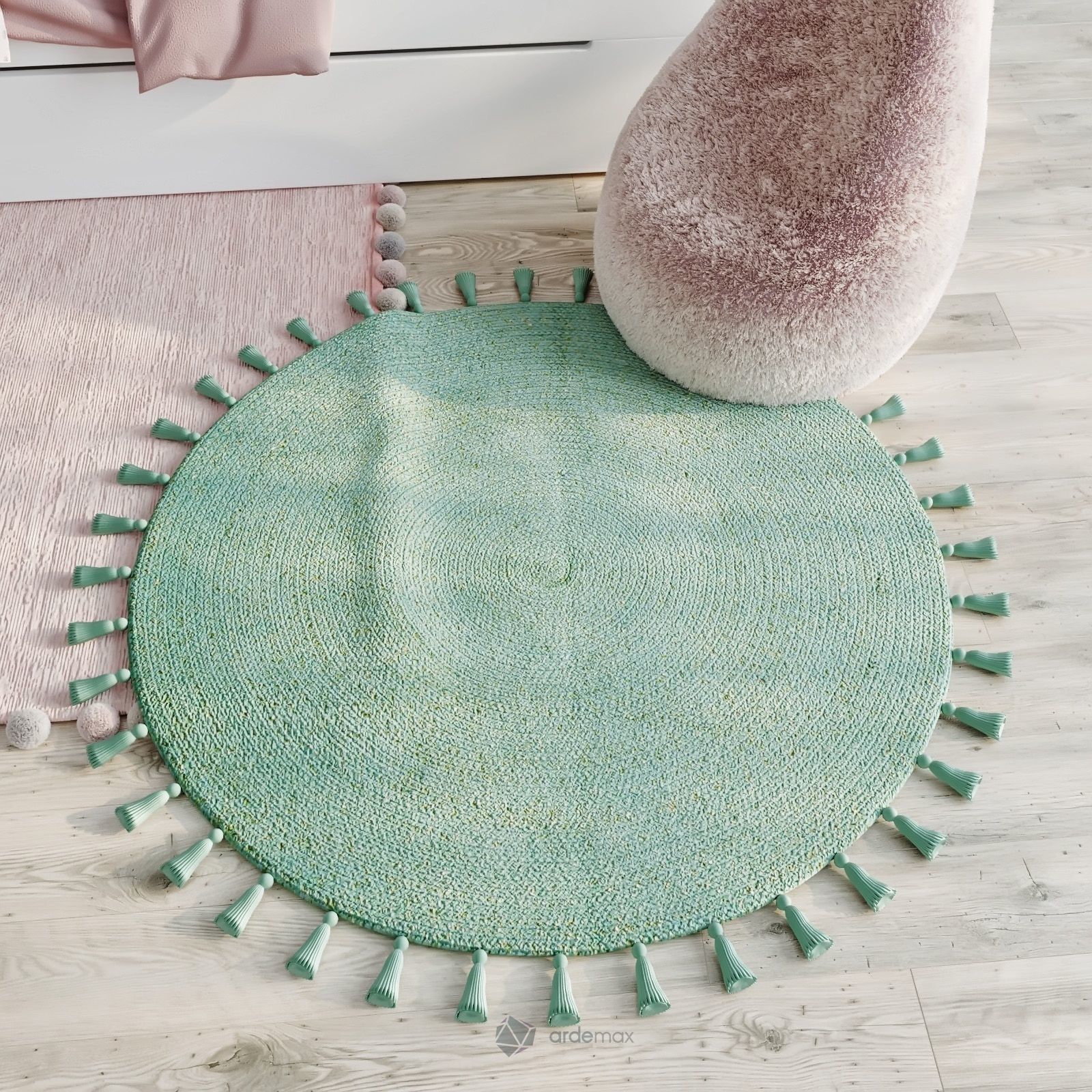 Children bed with decor 3D model_6