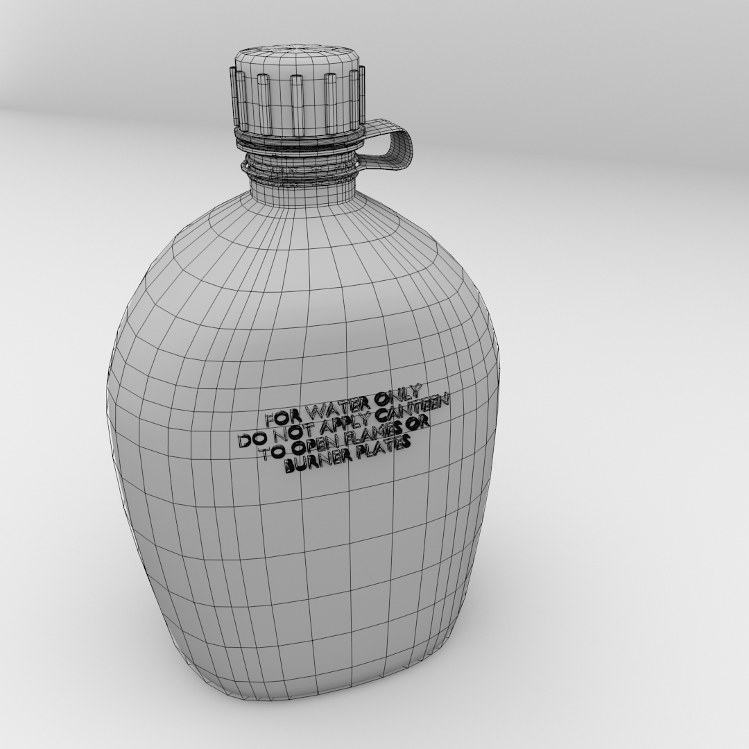 Canteen military flask 3D model_4
