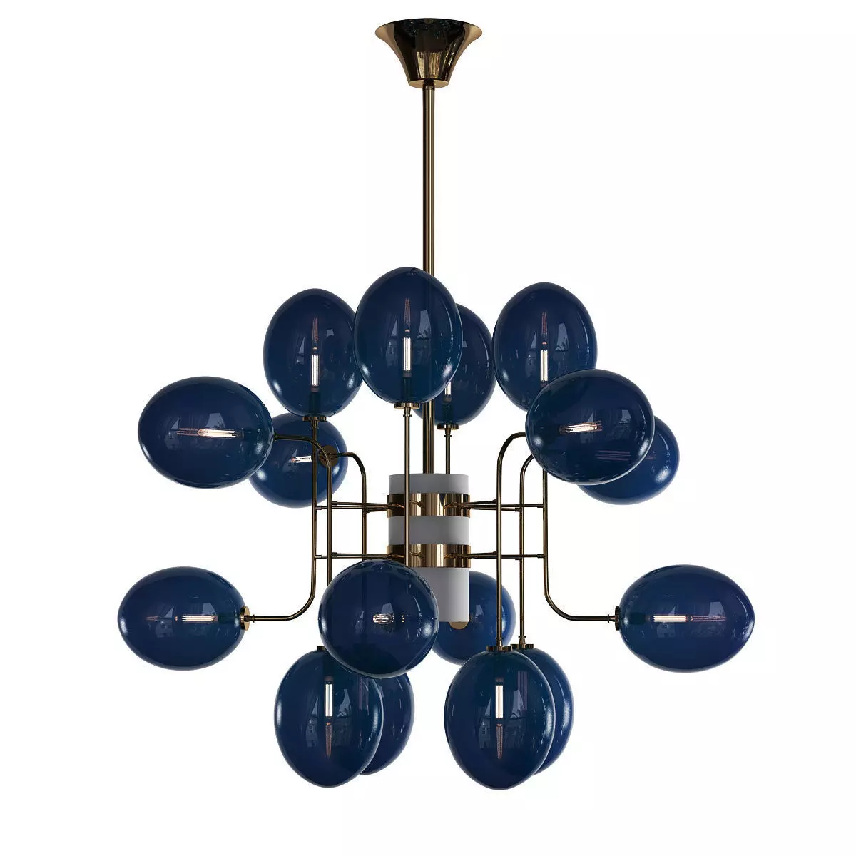 COBALT glass sphere chandelier 3D model