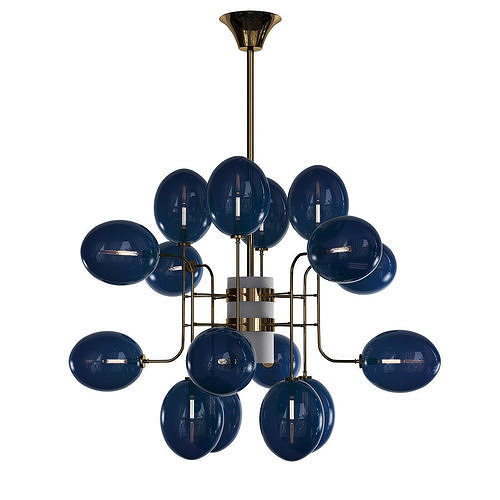COBALT glass sphere chandelier 3D model