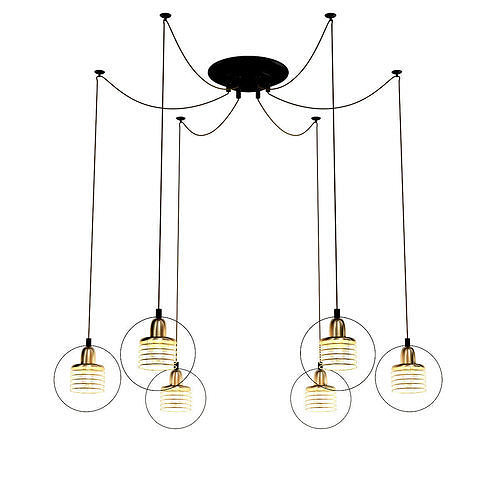 FESTER pendant light with five glass globes hanging from it 3D model