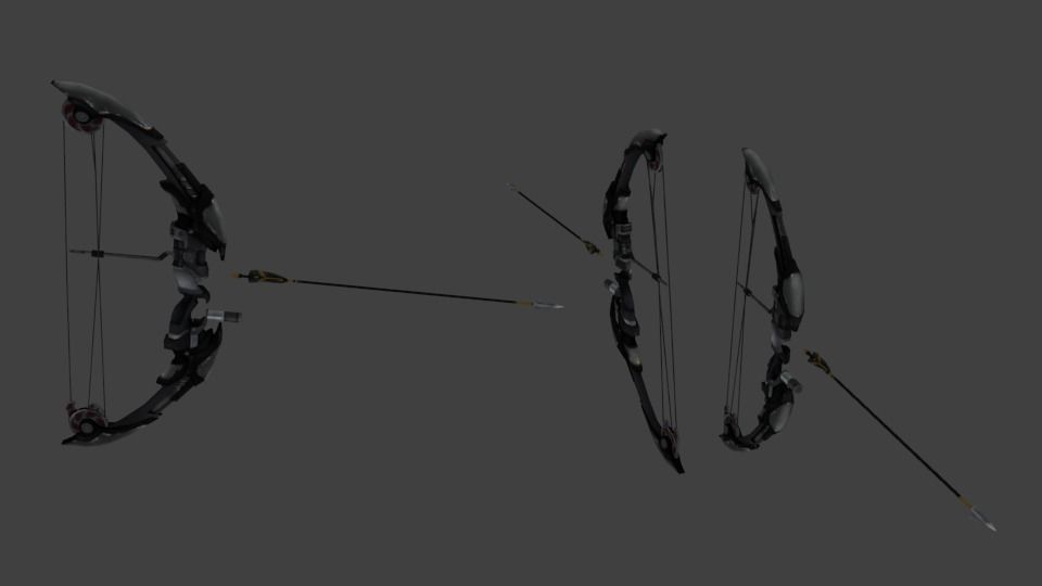 archer bow with arrow low-poly 3d model Low-poly 3D model_3