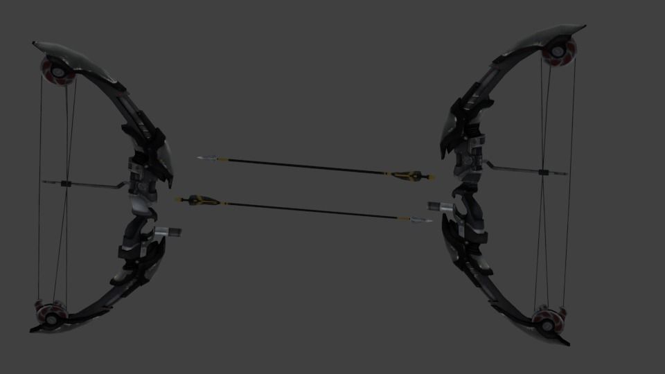 archer bow with arrow low-poly 3d model Low-poly 3D model_6