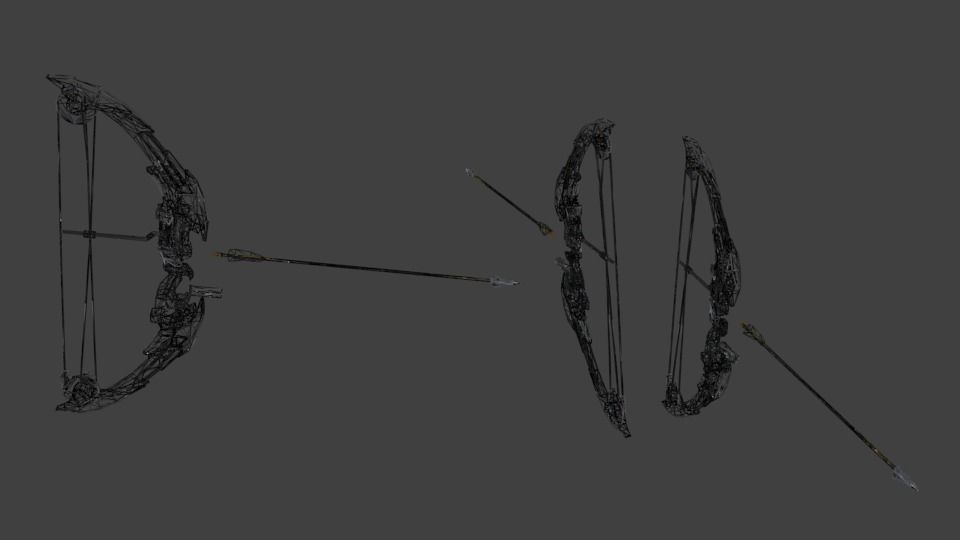 archer bow with arrow low-poly 3d model Low-poly 3D model_5