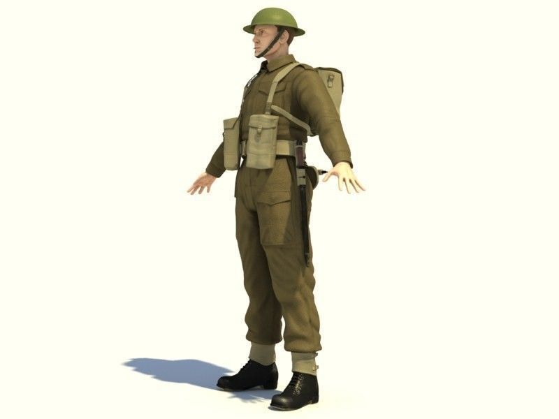 WWII British soldier 3D model_2