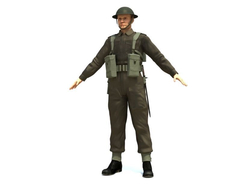 WWII British soldier 3D model_1