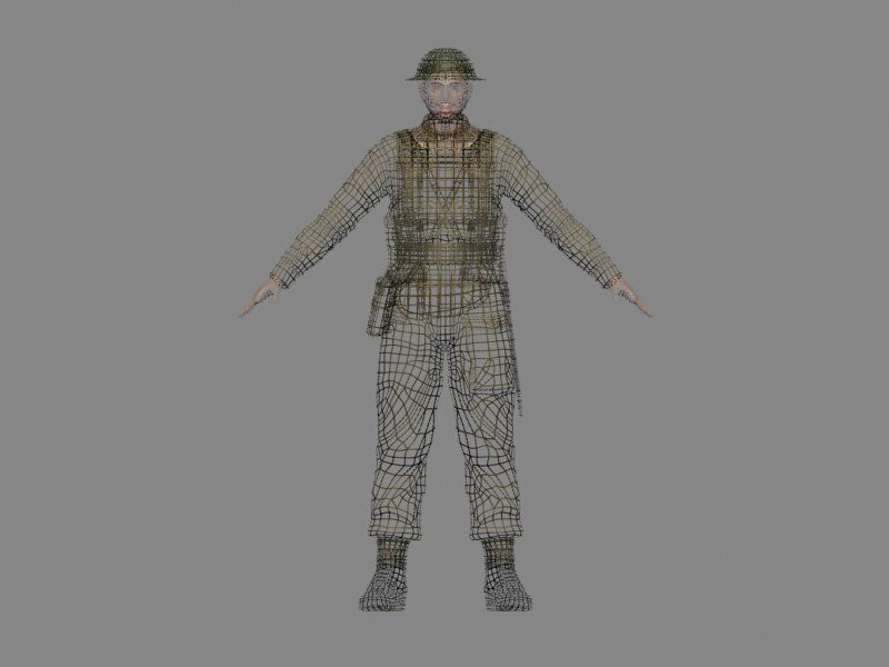 WWII British soldier 3D model_10