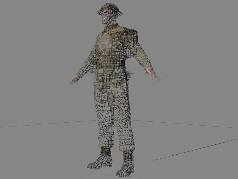 WWII British soldier 3D model_9