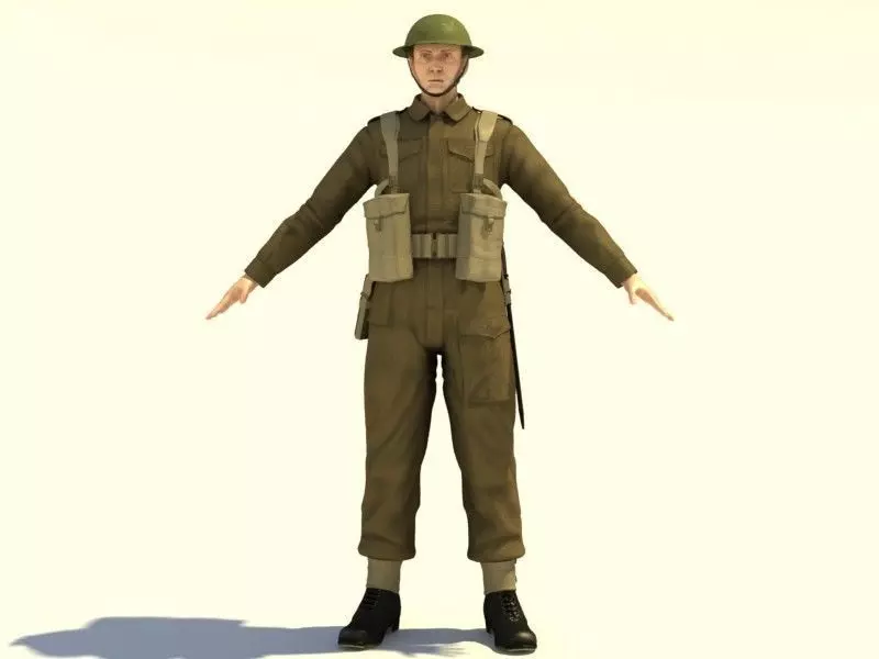 WWII British soldier 3D model_0
