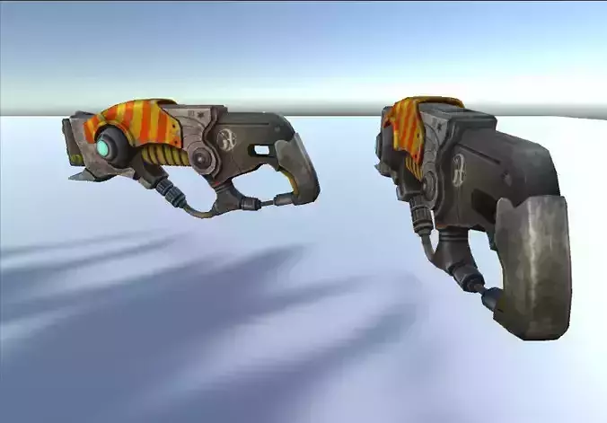 sci fi blaster gun 3d low poly model