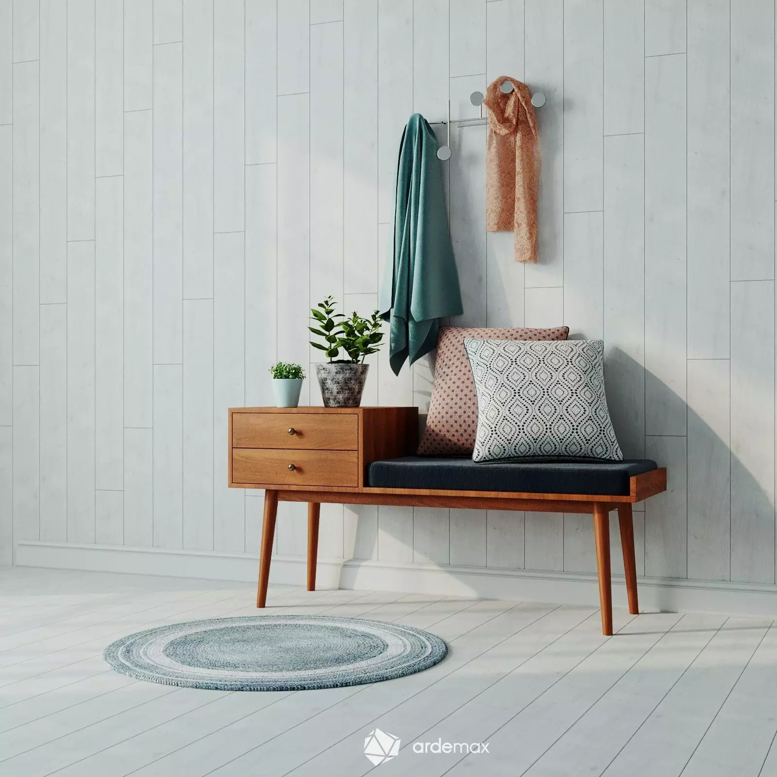 Bench with decor 3D model