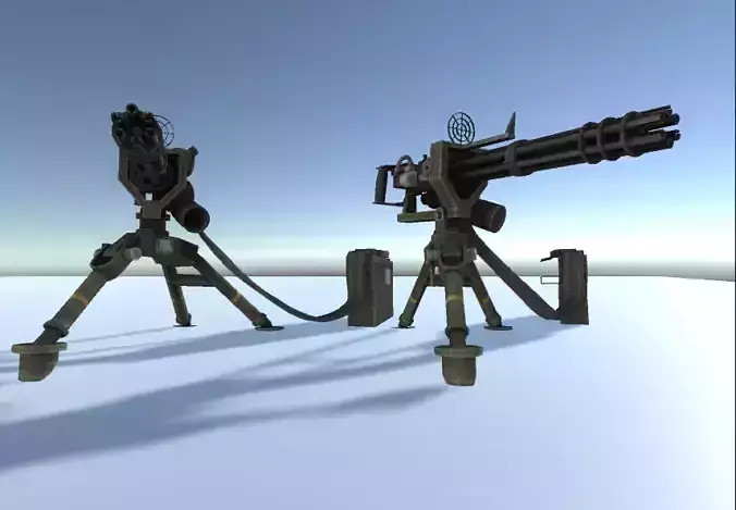 Machine Gun GMG low poly 3d model