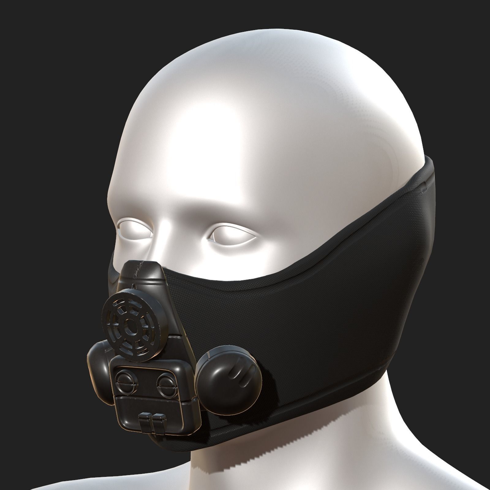 Gas mask helmet protection isolated scifi Low-poly 3D model_1