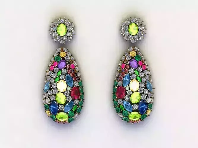 Earring use natural gem cad file design