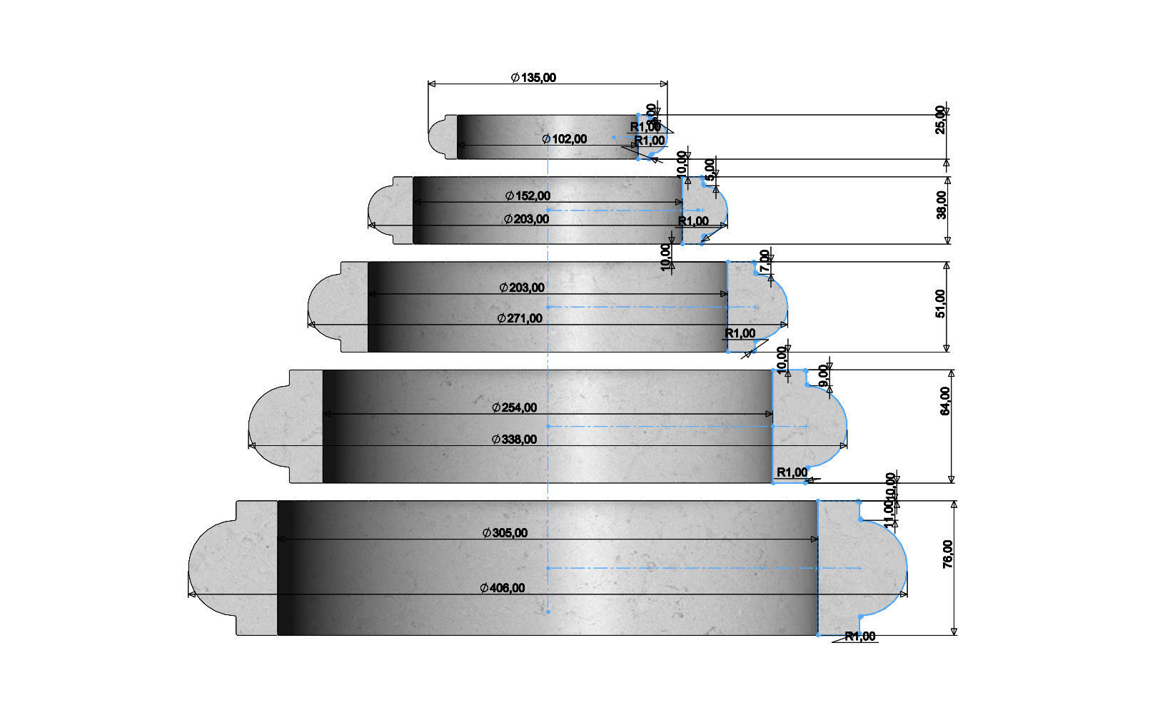 Single Bullnose Column Base 3D print model_2