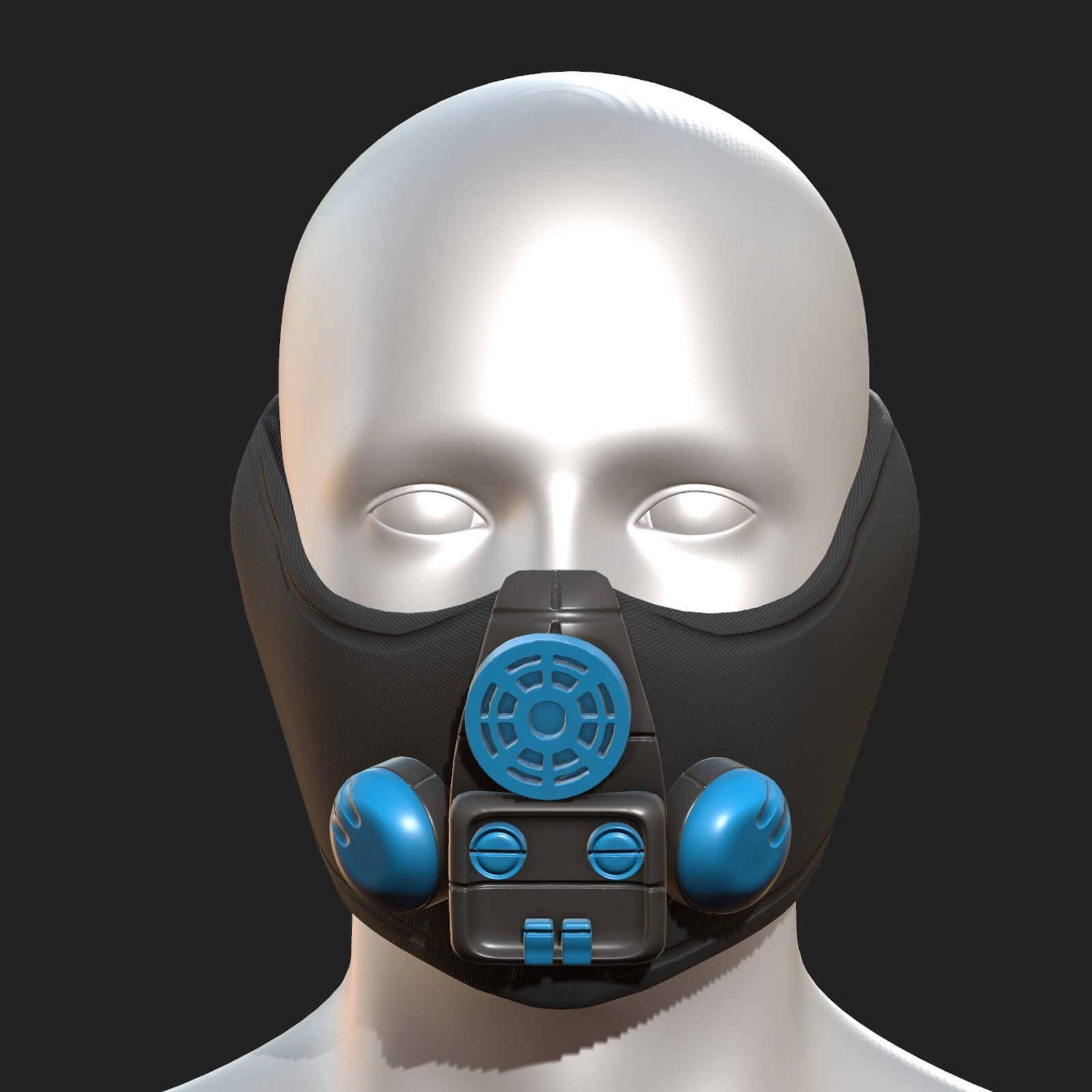 Gas mask respirator scifi futuristic 3d model Low-poly 3D model_1