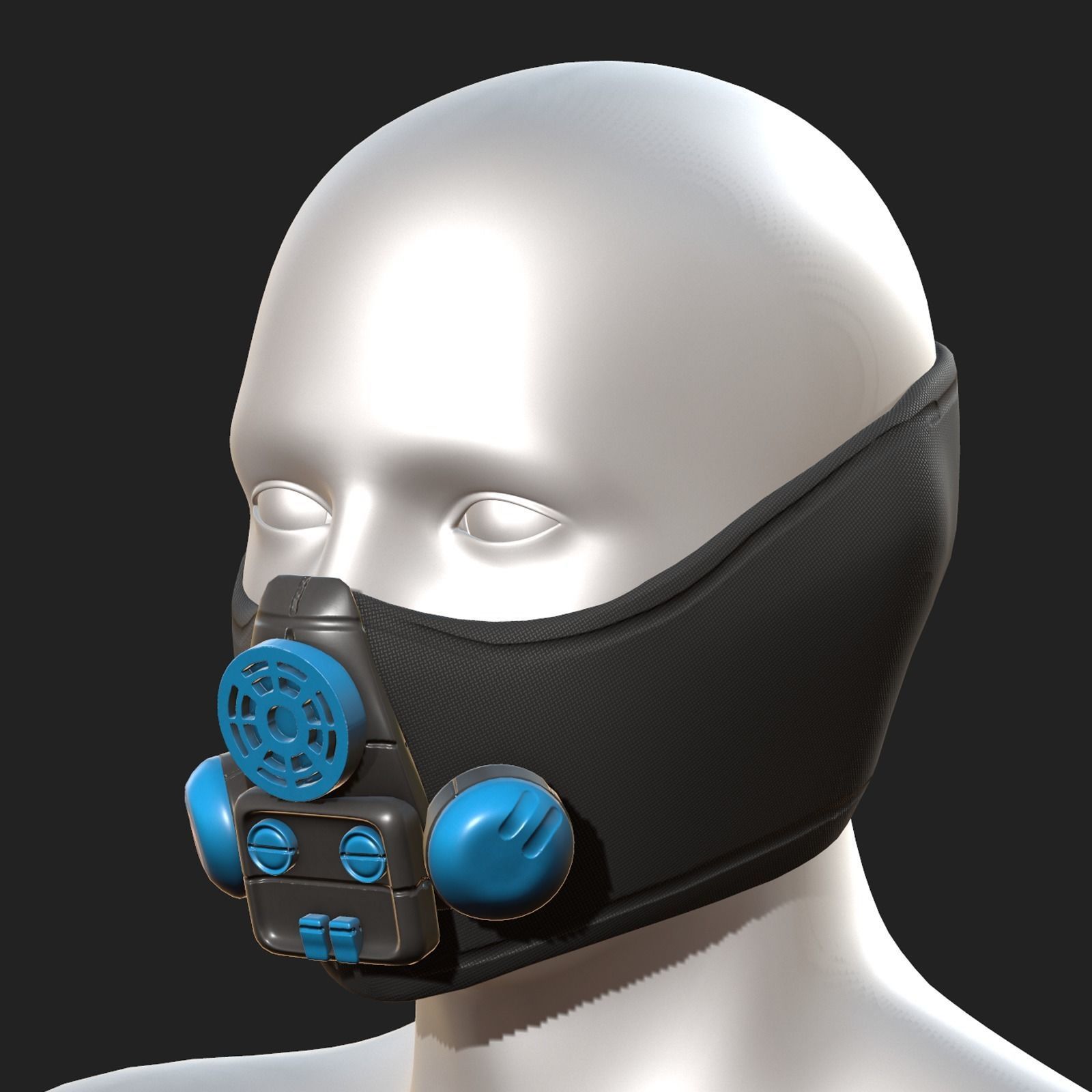 Gas mask respirator scifi futuristic 3d model Low-poly 3D model_2