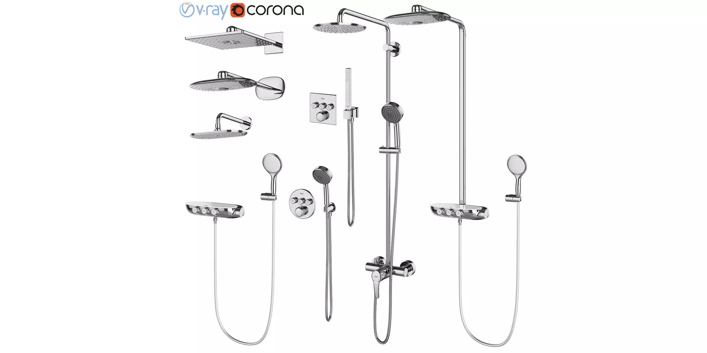Shower systems GROHE set 97 3D model_0