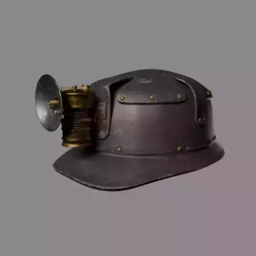 Mining helmet with carbide lamp
