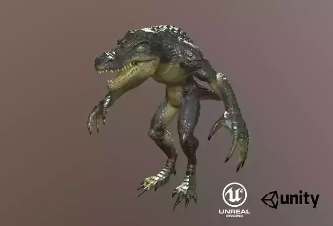 Crocodile Warrior Low-poly 3D model