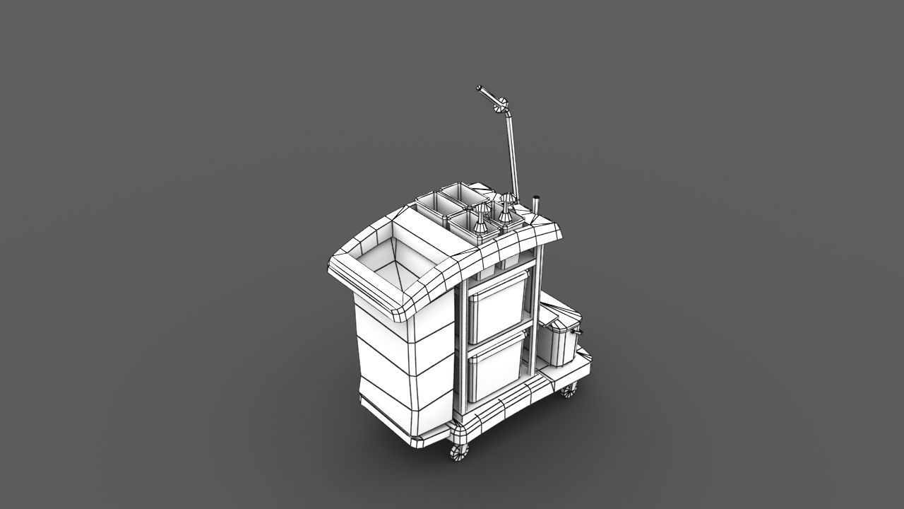 Cleaning Cart Low-poly 3D model_11