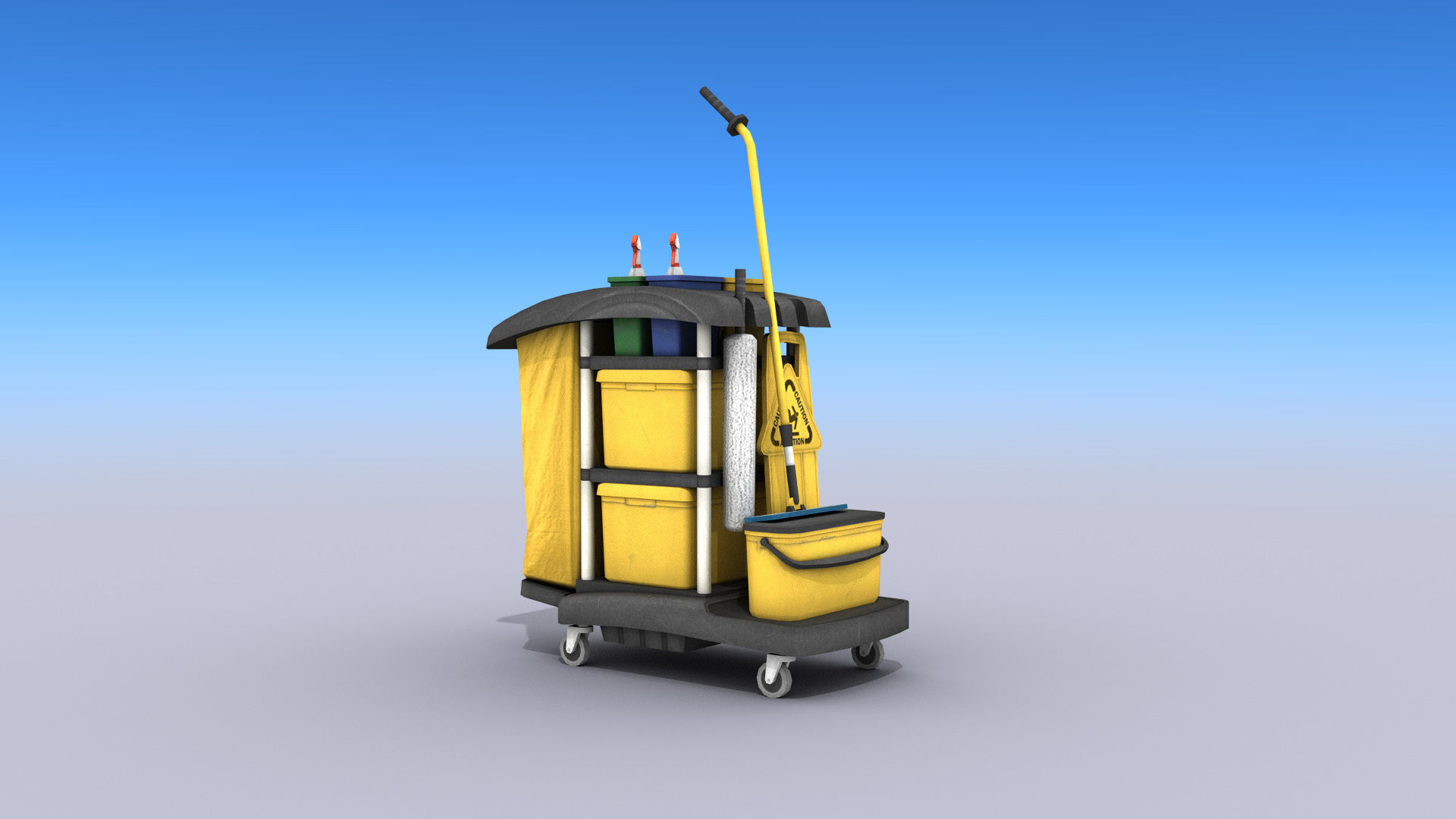 Cleaning Cart Low-poly 3D model_2