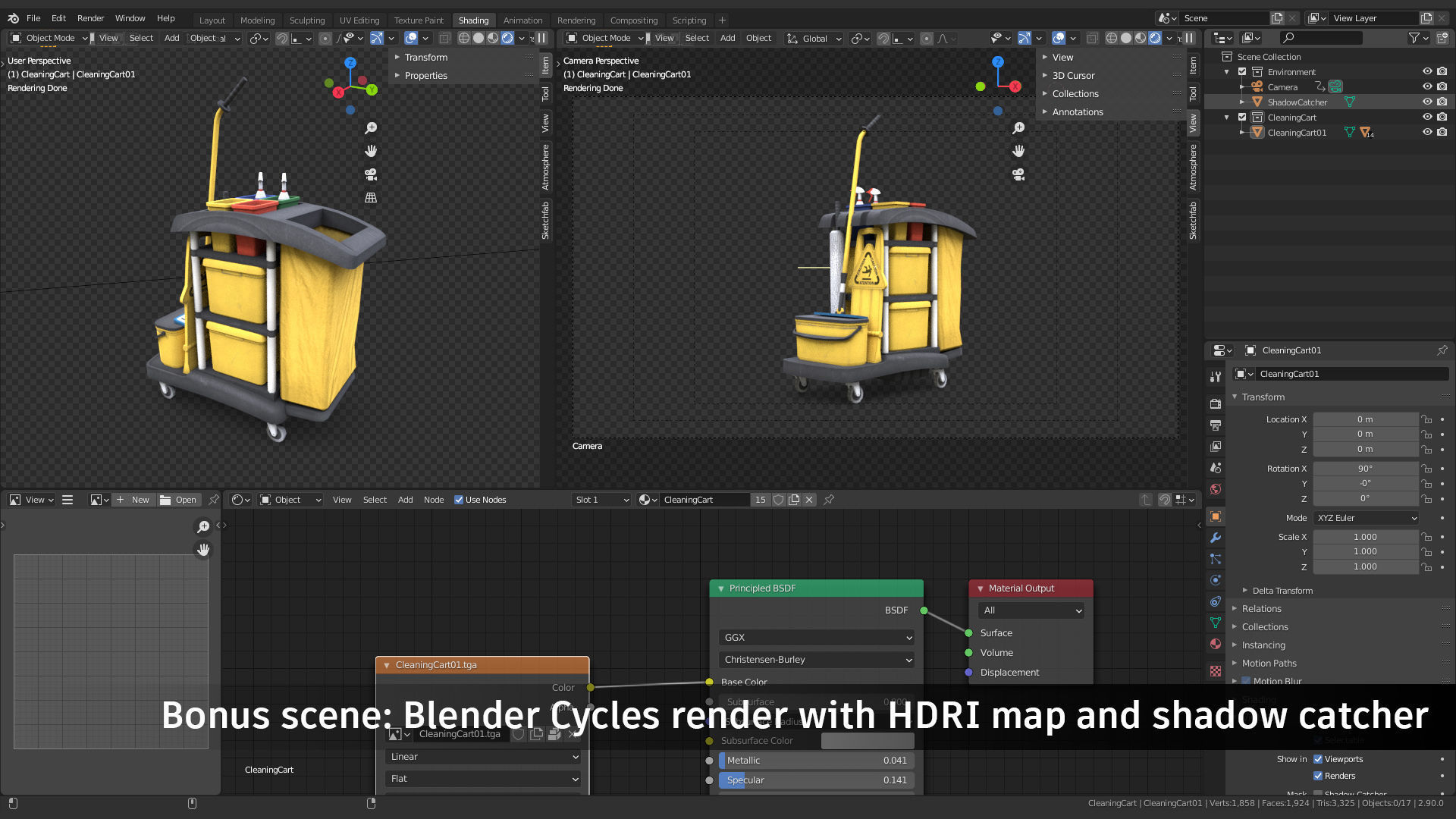 Cleaning Cart Low-poly 3D model_6