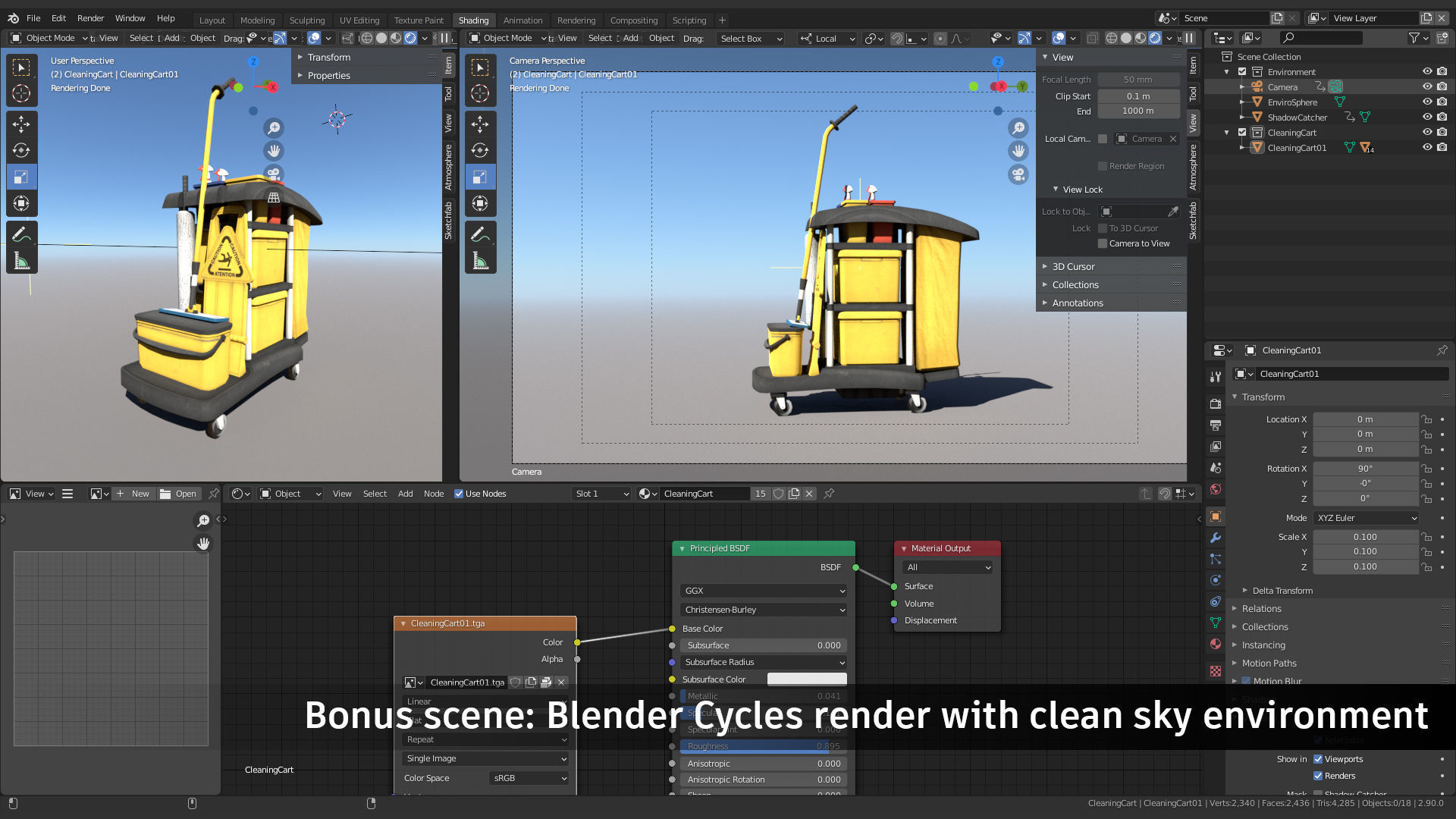 Cleaning Cart Low-poly 3D model_5