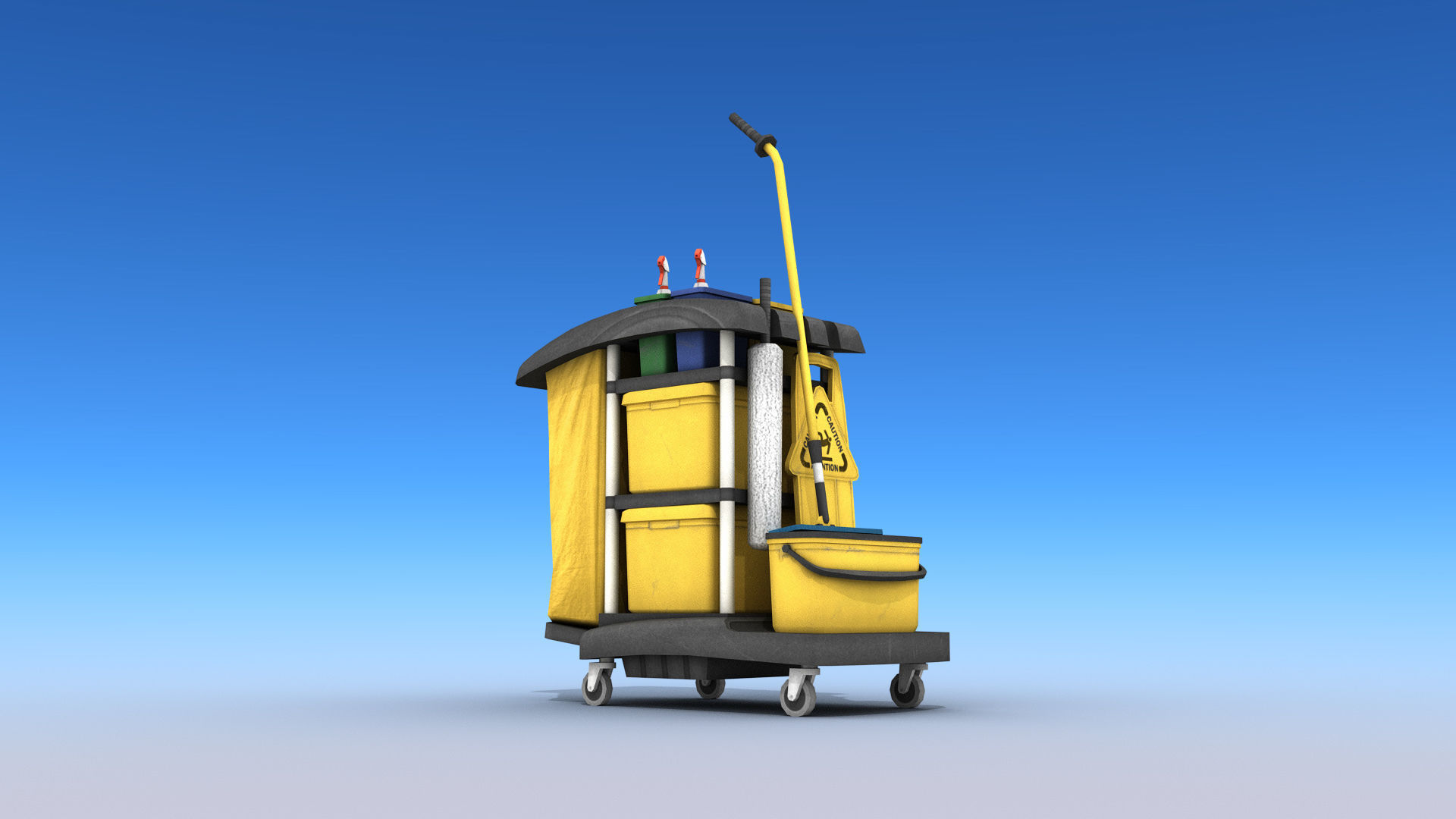 Cleaning Cart Low-poly 3D model_9
